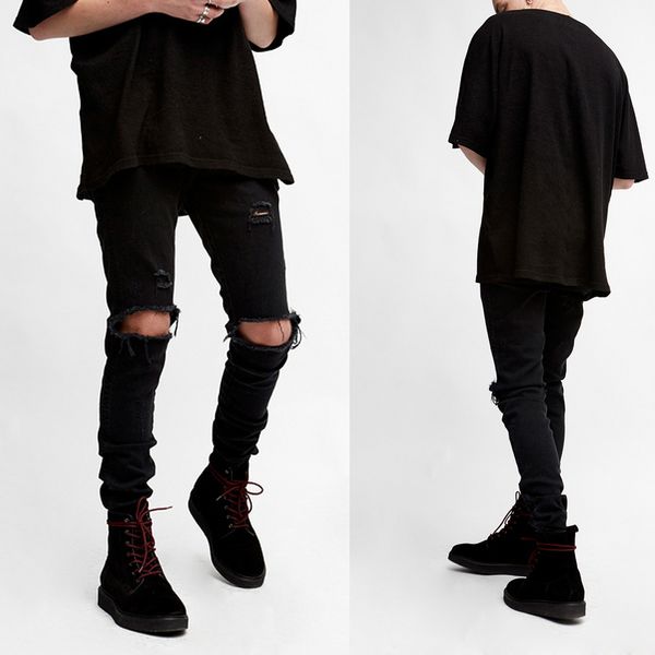 2021 good quality black torn man thin stretch hip hop denim men's bottoms destroyed anguished skinny jeans homme i23h, Blue
2021 good quality black torn man thin stretch hip hop denim men's bottoms destroyed anguished skinny jeans homme i23h, Blue