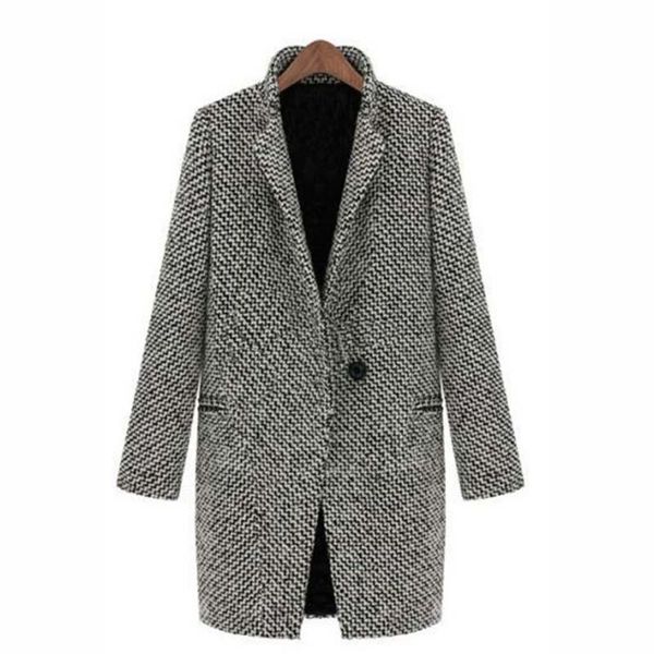 european and american style plaid trench coat for women v neck clark cotton woolen cloth thickened mid long outwear s-2xl, Tan;black
european and american style plaid trench coat for women v neck clark cotton woolen cloth thickened mid long outwear s-2xl, Tan;black