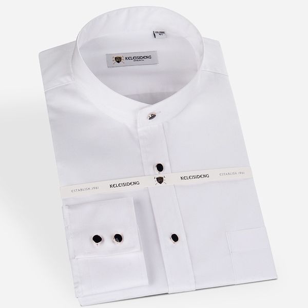 excellent pure cotton mandarin collar long sleeve solid dress shirts for men soft comfortable well fit male 201123, White;black
excellent pure cotton mandarin collar long sleeve solid dress shirts for men soft comfortable well fit male 201123, White;black