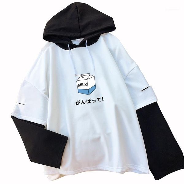 2020 casual kawaii milk print t shirt women korean raglan long sleeve splicing harajuku loose fake two pieces hooded shirts1, White
2020 casual kawaii milk print t shirt women korean raglan long sleeve splicing harajuku loose fake two pieces hooded shirts1, White