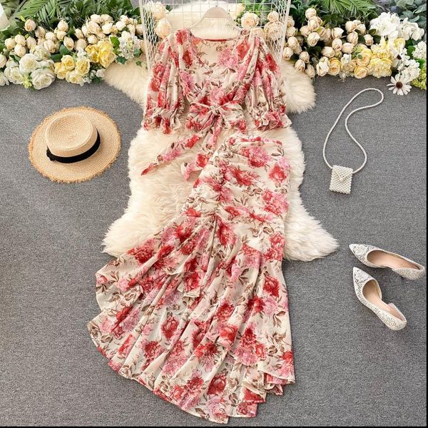 bohemian pink blue floral print chiffon 2pcs set women boho chic bandage short high waist mermaid skirt female sets, Gray
bohemian pink blue floral print chiffon 2pcs set women boho chic bandage short high waist mermaid skirt female sets, Gray