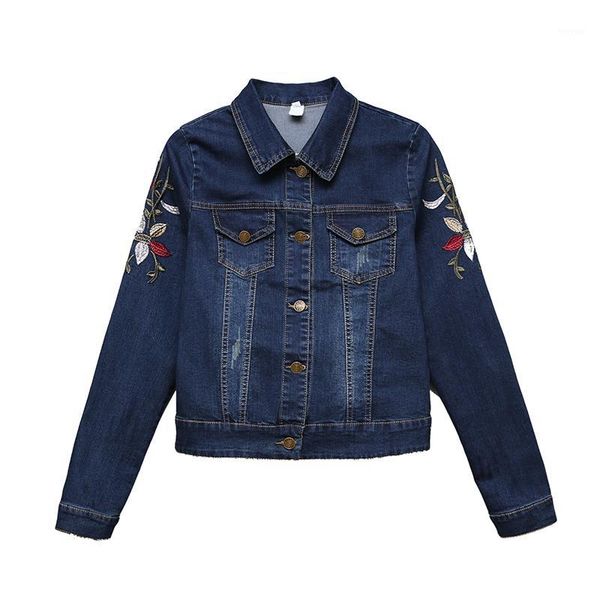 plus size s-5xl women denim jacket 2019 new embroidery slim jackets cotton long sleeve jeans short basic jacket women coats wj981, Black;brown
plus size s-5xl women denim jacket 2019 new embroidery slim jackets cotton long sleeve jeans short basic jacket women coats wj981, Black;brown