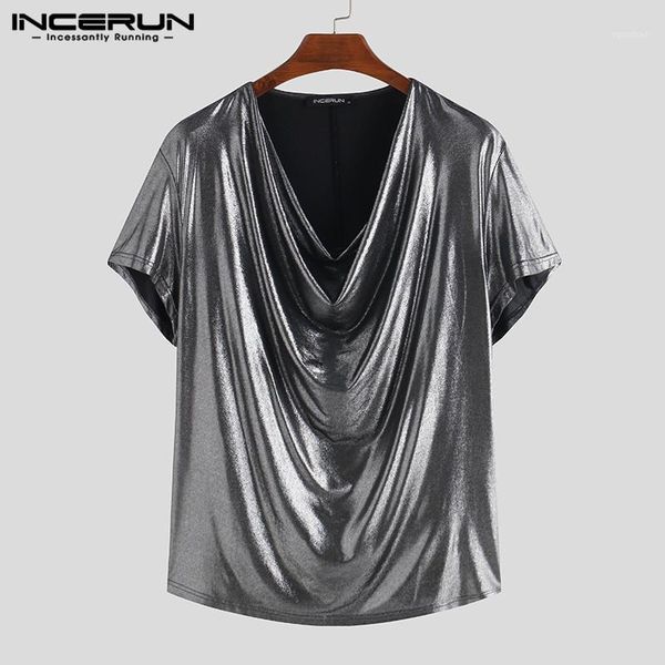 incerun fashion men t shirt shiny stacked collar party 2020 clubwear solid streetwear short sleeve t-shirts men s-5xl1, White;black
incerun fashion men t shirt shiny stacked collar party 2020 clubwear solid streetwear short sleeve t-shirts men s-5xl1, White;black