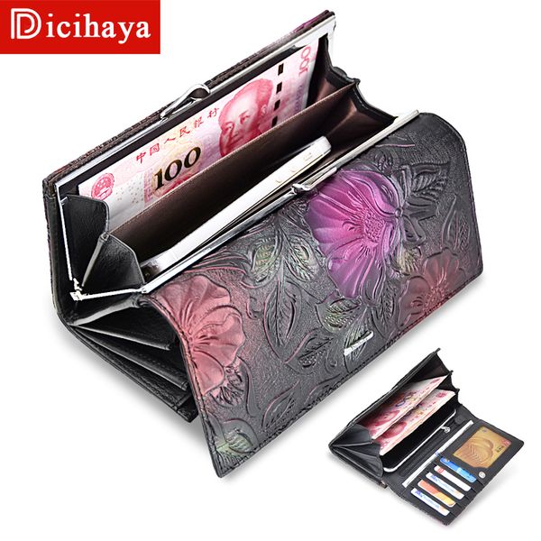 dicihaya new arrive ladies wallets leather women long purse flower embossing female hasp wallet money cards purse phone bag c1115, Red;black 
dicihaya new arrive ladies wallets leather women long purse flower embossing female hasp wallet money cards purse phone bag c1115, Red;black