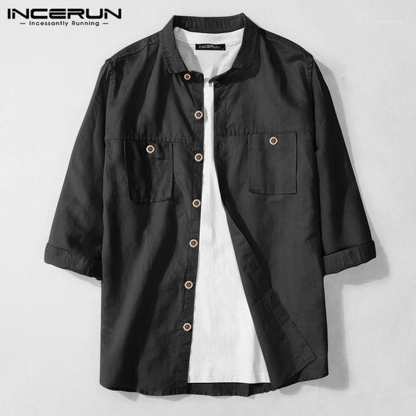incerun fashion men casual shirt lapel half sleeve button 2020 streetwear cotton shirts solid color chic camisa harajuku s-5xl1, White;black
incerun fashion men casual shirt lapel half sleeve button 2020 streetwear cotton shirts solid color chic camisa harajuku s-5xl1, White;black