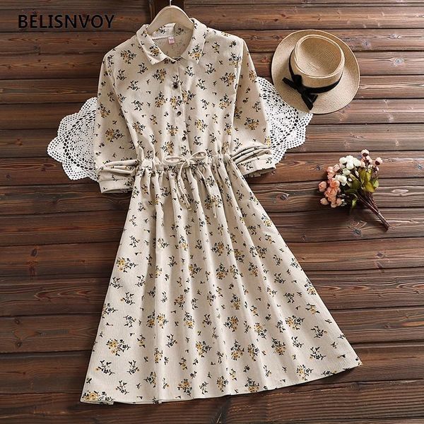 mori girl autumn spring women dress turn-down collar apricot lace up vestidos floral printed corduroy elegant midi chic dresses, Black;gray
mori girl autumn spring women dress turn-down collar apricot lace up vestidos floral printed corduroy elegant midi chic dresses, Black;gray