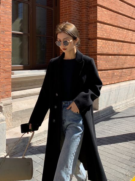 mulvan black coat women's middle long style winter 2020 new loose and thin over the knee woolen jacket
mulvan black coat women's middle long style winter 2020 new loose and thin over the knee woolen jacket