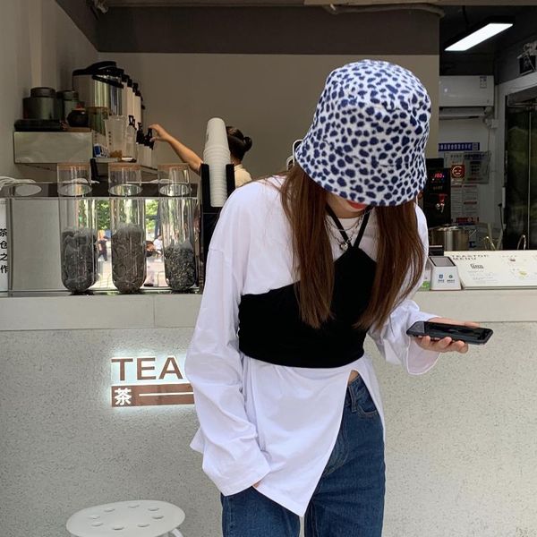 black white leopard bucket hat y2k aesthetics e girl goth bucket hats street hat winter women's retro fisherman's, Blue;gray
black white leopard bucket hat y2k aesthetics e girl goth bucket hats street hat winter women's retro fisherman's, Blue;gray