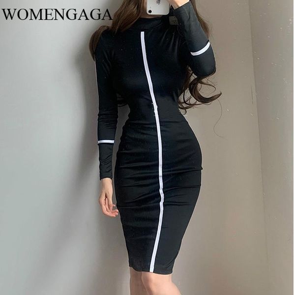 womengaga new slim sheath chic patchwork white line elasticity turtleneck long sleeve bottomed dress dresses robe qwa5, Black;gray
womengaga new slim sheath chic patchwork white line elasticity turtleneck long sleeve bottomed dress dresses robe qwa5, Black;gray
