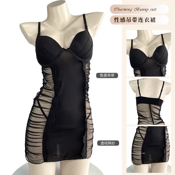 costumes women sleeveless nightdress net yarn perspective wrinkles deep v-neck suspender nightdress temptation pajamas nightdress, Black
costumes women sleeveless nightdress net yarn perspective wrinkles deep v-neck suspender nightdress temptation pajamas nightdress, Black