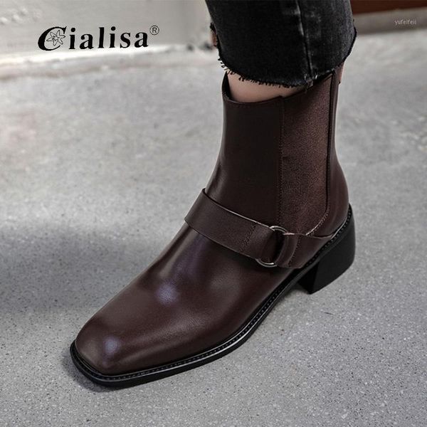 cialisa women shoes winter genuine leather square toe high heel ankle boots 2020 new design metal decoration brown chunky boot1, Black
cialisa women shoes winter genuine leather square toe high heel ankle boots 2020 new design metal decoration brown chunky boot1, Black