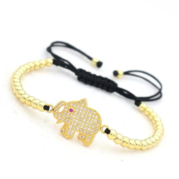 charm bracelets cute bear brand micro pave setting white cz elephant bracelet 4mm copper beads macrame weaving men women jewelry, Golden;silver
charm bracelets cute bear brand micro pave setting white cz elephant bracelet 4mm copper beads macrame weaving men women jewelry, Golden;silver