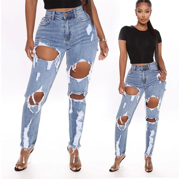 summer streetwear fashion big size ripped loose tight jeans ripped retro hole ruined women's denim trousers, Blue
summer streetwear fashion big size ripped loose tight jeans ripped retro hole ruined women's denim trousers, Blue