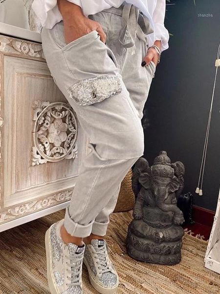 2020 women's casual pants multi-pockets stitching sequined casual pants grey women1, Black;white
2020 women's casual pants multi-pockets stitching sequined casual pants grey women1, Black;white