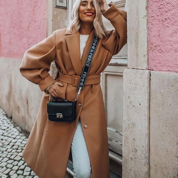 women's wool & blends 2021 long woolen coat sashes coats and jackets solid jacket with buttons elegant adjustable waist loose winter au, Black
women's wool & blends 2021 long woolen coat sashes coats and jackets solid jacket with buttons elegant adjustable waist loose winter au, Black