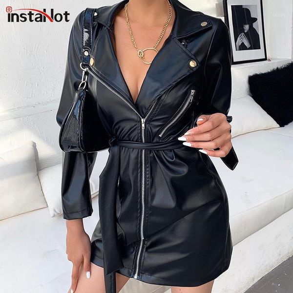 instazipper faux leather dress long sleeve highstreer elegant ladies dresses black pained with belt women autumn dress 20191, Black;gray
instazipper faux leather dress long sleeve highstreer elegant ladies dresses black pained with belt women autumn dress 20191, Black;gray