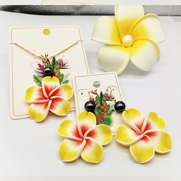 jewelry set of hawaiian acrylic earrings dangling polymer clay pendant necklace hawaiian jewelry for women gifts, Silver 
jewelry set of hawaiian acrylic earrings dangling polymer clay pendant necklace hawaiian jewelry for women gifts, Silver