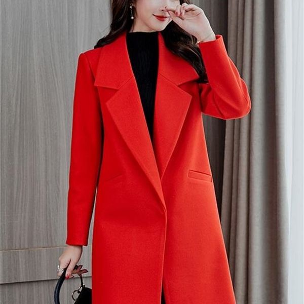 korean loose wool blend coat women long sleeve turn-down collar outwear jacket casual autumn winter red black elegant overcoat y1120
korean loose wool blend coat women long sleeve turn-down collar outwear jacket casual autumn winter red black elegant overcoat y1120