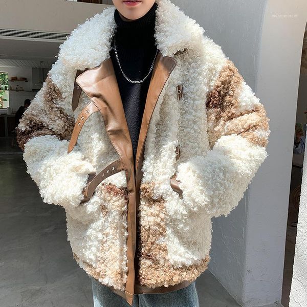 men women winter coat thick faux lambswool splice leather loose jacket male streetwear cotton padded parka fur coat outerwear1, Black
men women winter coat thick faux lambswool splice leather loose jacket male streetwear cotton padded parka fur coat outerwear1, Black