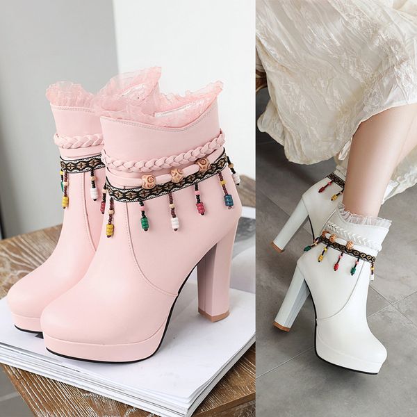 new winter high heels women's platform beading zip fashionable ladies short boots mujer 32 3343, Black
new winter high heels women's platform beading zip fashionable ladies short boots mujer 32 3343, Black