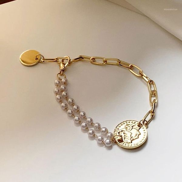 kpop style female creative asymmetric personality human head bracelet pearl bracelet gifts for women1, Golden;silver
kpop style female creative asymmetric personality human head bracelet pearl bracelet gifts for women1, Golden;silver