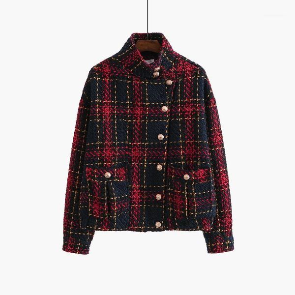 women's wool & blends short retro red plaid bf woolen woven coat female 2021 autumn and winter fashion tide h002841, Black
women's wool & blends short retro red plaid bf woolen woven coat female 2021 autumn and winter fashion tide h002841, Black
