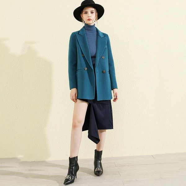 women's wool & blends paragraphs 2021 autumn/winter coat lapels short lady temperament double-sided cloth fashion1, Black
women's wool & blends paragraphs 2021 autumn/winter coat lapels short lady temperament double-sided cloth fashion1, Black