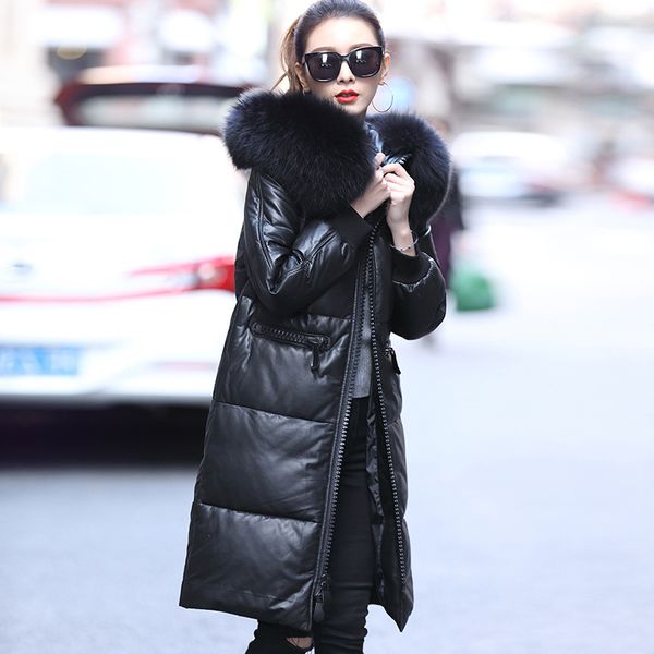 winter genuine long female sheepskin jacket, women's leather jackets with a raccoon skin collar, warm mf7212 gagm, Black
winter genuine long female sheepskin jacket, women's leather jackets with a raccoon skin collar, warm mf7212 gagm, Black