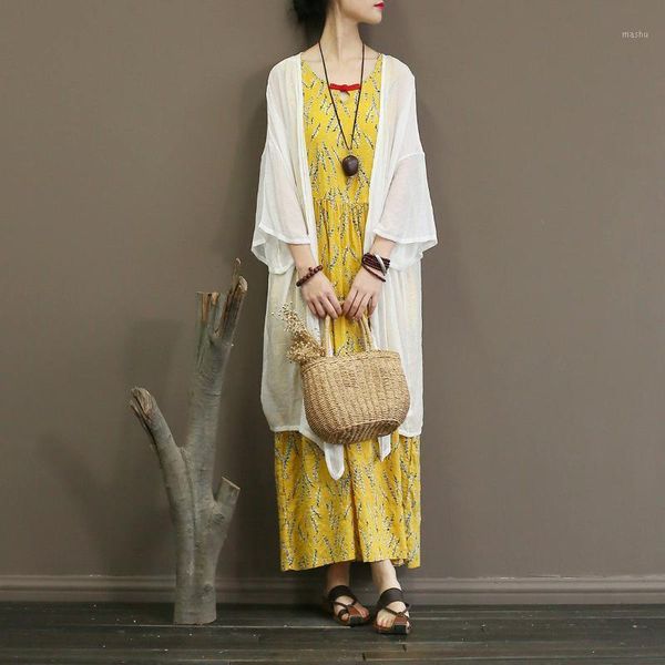 johnature 2020 women long coats solid color nine quarter lantern sleeve new summer irregular casual chiffon loose coats1, White
johnature 2020 women long coats solid color nine quarter lantern sleeve new summer irregular casual chiffon loose coats1, White