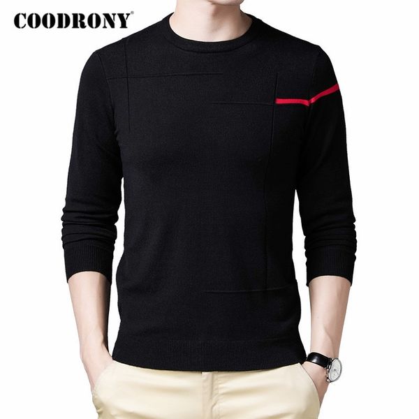 coodrony brand sweater men clothing autumn winter soft warm pullover men casual o-neck pull homme fashion kintwear c1155 201022, White;black