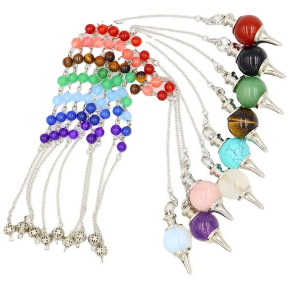 wholesale 10 pcs silver plated many colors quartz pendant with stone beads chain healing chakra pendulum for dowsing jewelry
wholesale 10 pcs silver plated many colors quartz pendant with stone beads chain healing chakra pendulum for dowsing jewelry