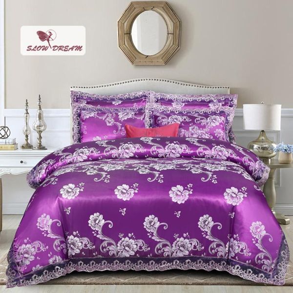 slowdream purple bedding set jacquard duvet cover lace decor home bedroom luxury euro cotton fitted sheet elastic band corners
slowdream purple bedding set jacquard duvet cover lace decor home bedroom luxury euro cotton fitted sheet elastic band corners