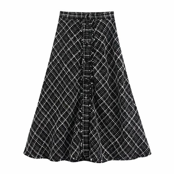 2020 spring women's new high waist skirt decorated with metallic yarn, burr hem, metallic yarn, twill soft tweed skirt 094790400 q1209, Black
2020 spring women's new high waist skirt decorated with metallic yarn, burr hem, metallic yarn, twill soft tweed skirt 094790400 q1209, Black