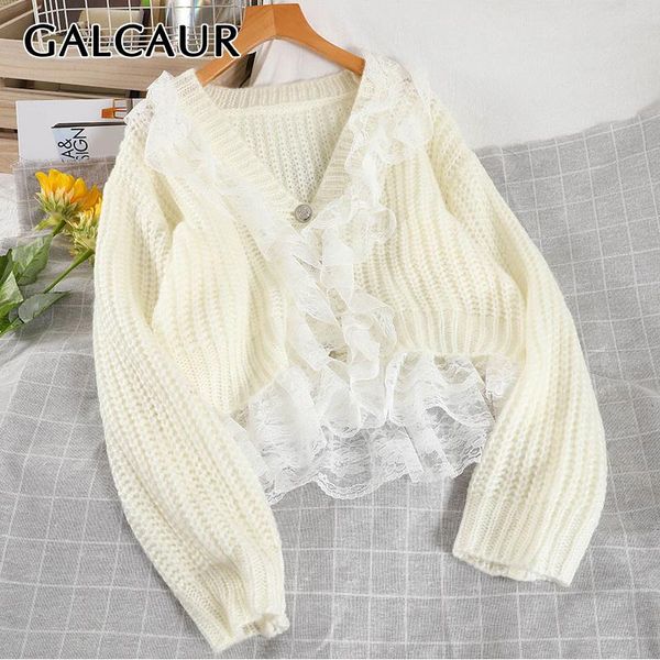 galcaur patchwork lace cardigans for women v neck long sleeve designer sweet style oversized knitted sweaters female 2020 style, White
galcaur patchwork lace cardigans for women v neck long sleeve designer sweet style oversized knitted sweaters female 2020 style, White