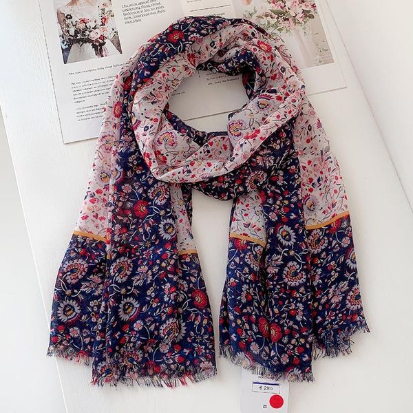 scarves 2021 spring small flower print fringe shawls long soft viscose floral wrap scarf hijab, Blue;gray
scarves 2021 spring small flower print fringe shawls long soft viscose floral wrap scarf hijab, Blue;gray