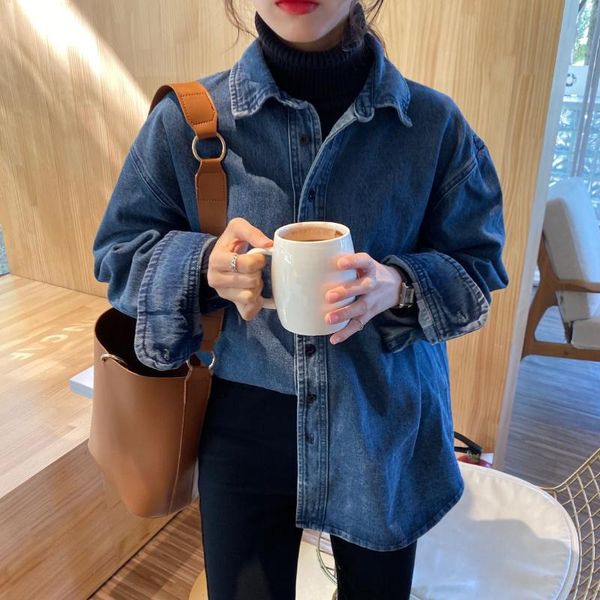 women's blouses & shirts jeans shirt women 2021 long sleeve slim casual vintage ladies denim feminina and, White
women's blouses & shirts jeans shirt women 2021 long sleeve slim casual vintage ladies denim feminina and, White