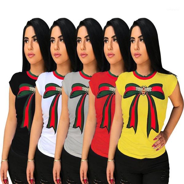 women's ribbon stripe patchwork printed t-shirts multicolored spot short sleeve 1, White
women's ribbon stripe patchwork printed t-shirts multicolored spot short sleeve 1, White