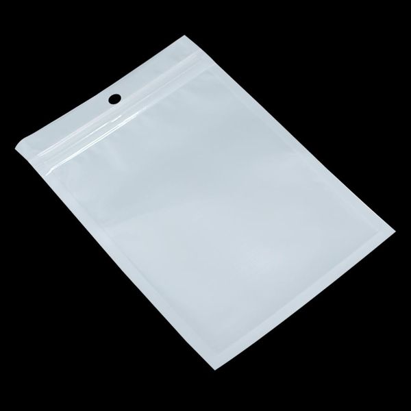 wholesale 10.5x15cm white clear self seal zipper plastic event packaging bag ziplock zip lock bag retail package w hang hole h bbykpa