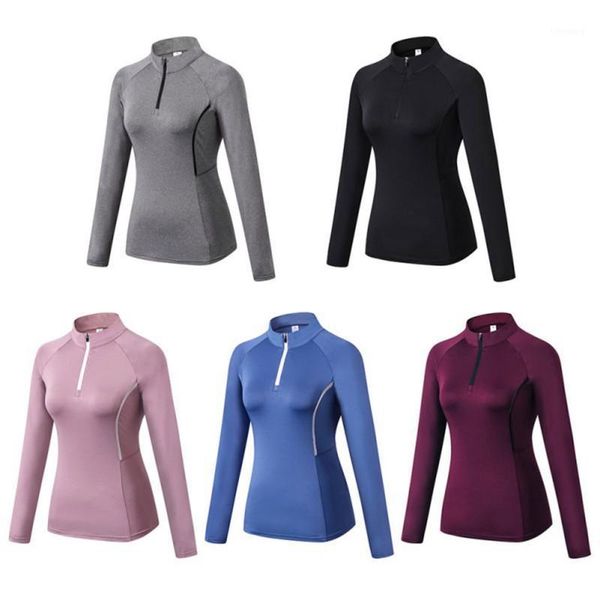 women autumn zipper long sleeve sports fitness yoga training quick-drying clothes t-shirt sweater 1, White;red
women autumn zipper long sleeve sports fitness yoga training quick-drying clothes t-shirt sweater 1, White;red