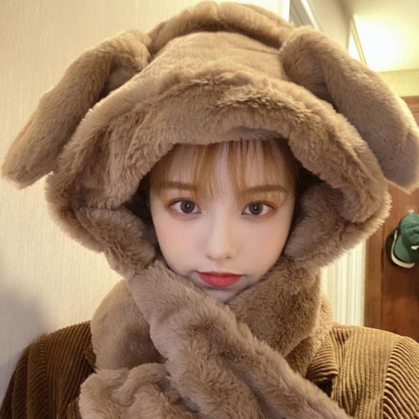 beanie/skull caps women cute fluffy plush earflap hat with moving jumping ears thicken warm beanie cap neck warmer scarf1, Blue;gray
beanie/skull caps women cute fluffy plush earflap hat with moving jumping ears thicken warm beanie cap neck warmer scarf1, Blue;gray