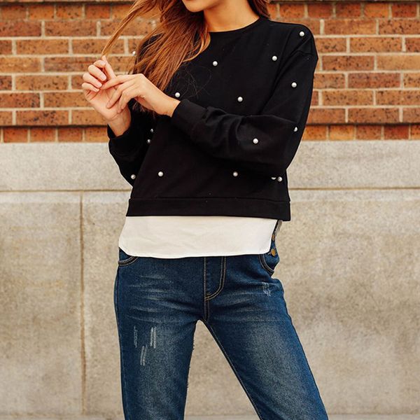women sweatshirts black white patchwork spring autumn long sleeve o-neck casual slim elegant beading sweatshirt pullovers kg-178
women sweatshirts black white patchwork spring autumn long sleeve o-neck casual slim elegant beading sweatshirt pullovers kg-178