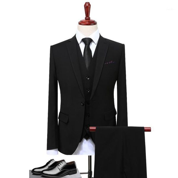 men's 3-piece one buttons slim fit solid color jacket smart wedding formal suit black casual business work blazer suits for men1, White;black 
men's 3-piece one buttons slim fit solid color jacket smart wedding formal suit black casual business work blazer suits for men1, White;black