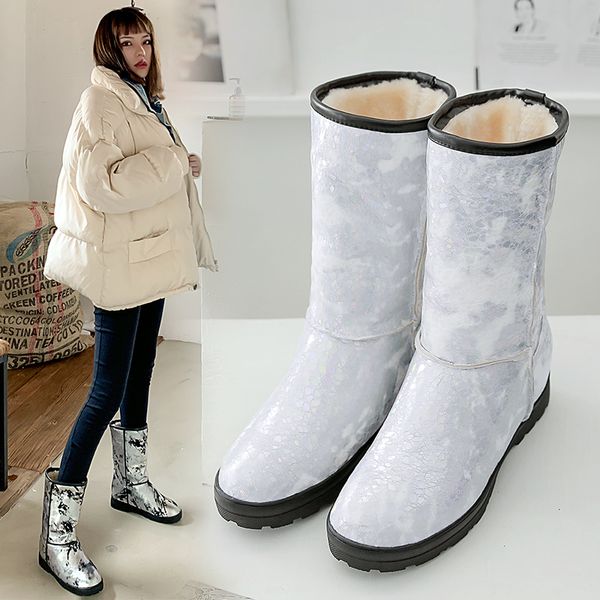 35-45 plus size new snow women warm cotton shoes down waterproof leather platform mid-black calf boots fmu6
35-45 plus size new snow women warm cotton shoes down waterproof leather platform mid-black calf boots fmu6