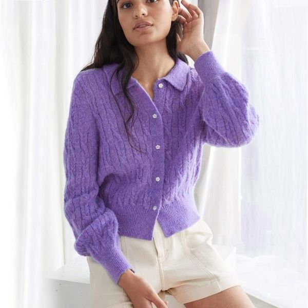 europe autumn new women spread collar button up cable cardigan knit sweater girl female 1y9j1, White
europe autumn new women spread collar button up cable cardigan knit sweater girl female 1y9j1, White