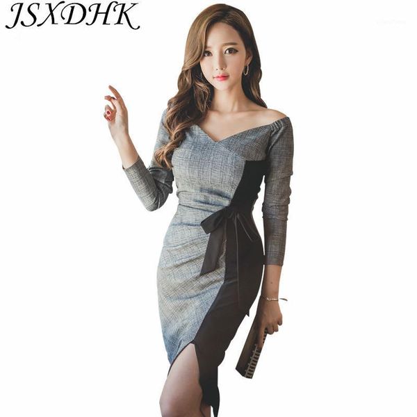jsxdhk new 2020 autumn plaid patchwork work dress fashion formal long sleeve bow female v neck sheath pencil office dress1, Black;gray
jsxdhk new 2020 autumn plaid patchwork work dress fashion formal long sleeve bow female v neck sheath pencil office dress1, Black;gray