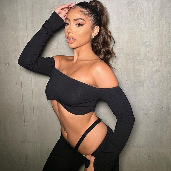 women's 2pcs clothes sets off shoulder long sleeve crop long wide leg pant street style hipster outfits set, Gray
women's 2pcs clothes sets off shoulder long sleeve crop long wide leg pant street style hipster outfits set, Gray