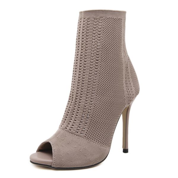 stretch fabrics stiletto solid color women's ankle boots high heels peep toe knit sock booties shoes woman slim lady boots c0202, Black
stretch fabrics stiletto solid color women's ankle boots high heels peep toe knit sock booties shoes woman slim lady boots c0202, Black
