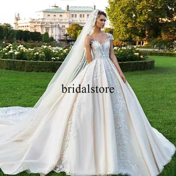 luxury lace ball gown wedding dresses with beaded cap sleeves taffeta arabic princess garden wedding party dresses boho robes de mariée, White
luxury lace ball gown wedding dresses with beaded cap sleeves taffeta arabic princess garden wedding party dresses boho robes de mariée, White