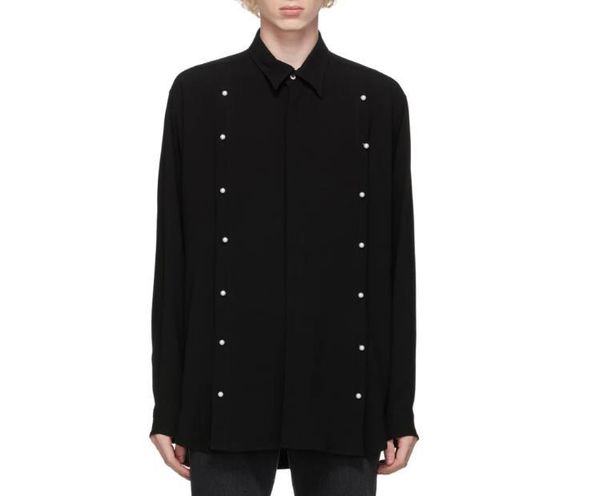 2021 new s-7xl black release-fit shirt with long sleeves front short back pearl buttons idu0