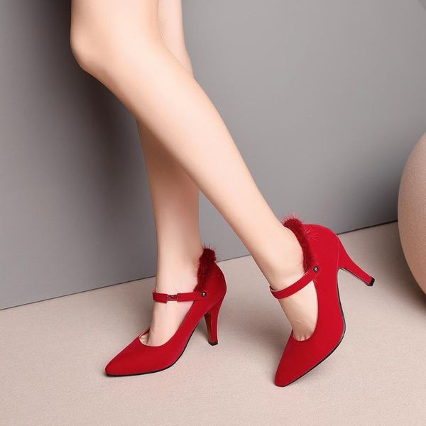dress shoes a pair of with hair fringe for spring wear high-heeled pointed head and suede wedding size big, Black
dress shoes a pair of with hair fringe for spring wear high-heeled pointed head and suede wedding size big, Black